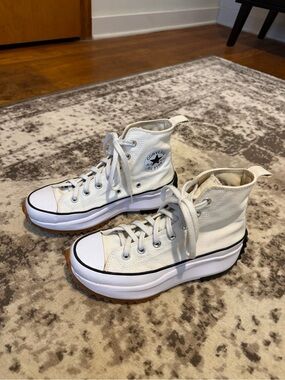 CONVERSE Run Star Hike Canvas Platform Sneakers (Women’s 7) White